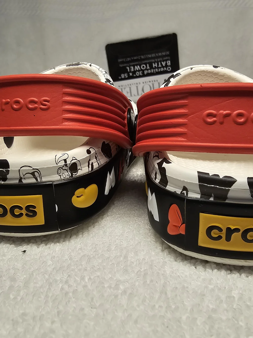 CROCS Kids Mickey & Minnie White Clog Sandals with Red Strap